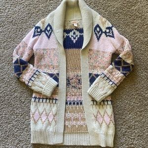 Cat & Jack Aztec Cardigan Sweater with Gold threading
